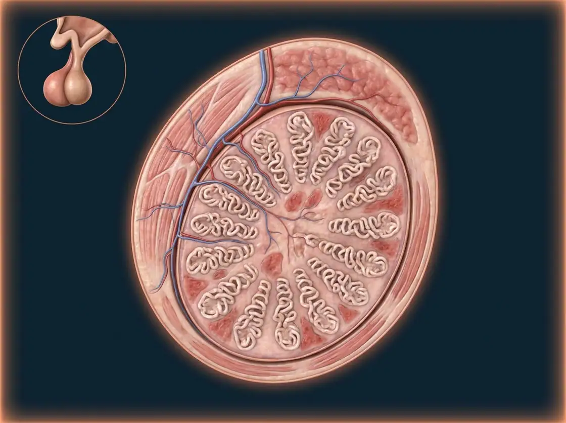 Ilustração anatômica — Deficiência de Testosterona (Hipogonadismo)
